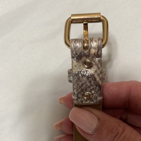 Ann Taylor Metallic Snake Skin Leather Belt - Picture 6 of 11